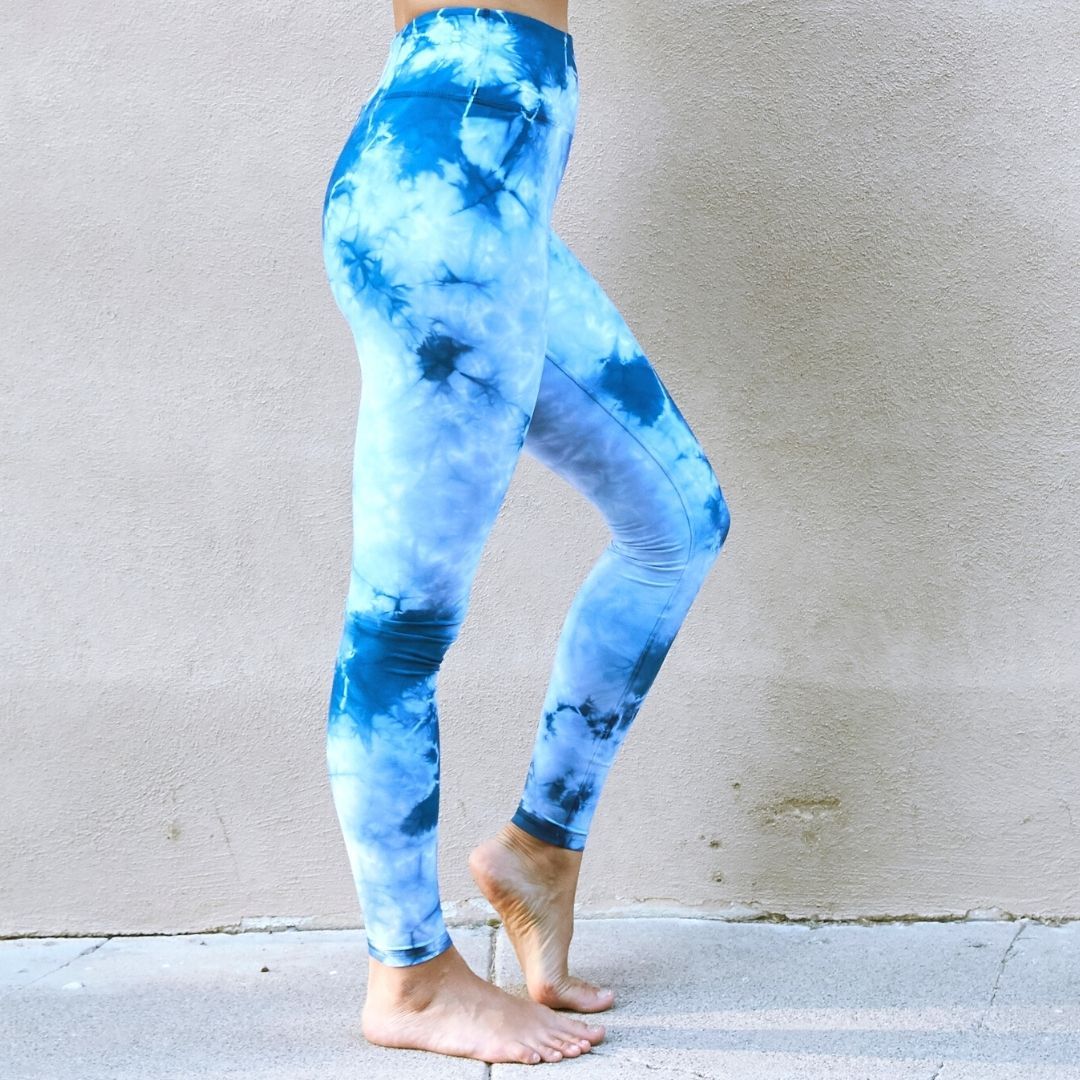 Blue Indigo Moon Leggings Women Yoga Pants, Second Skin Tights With Spats,  Yogic Golden Moon Phase Print. Ecoluxe Wear Natural Fibers -  Canada